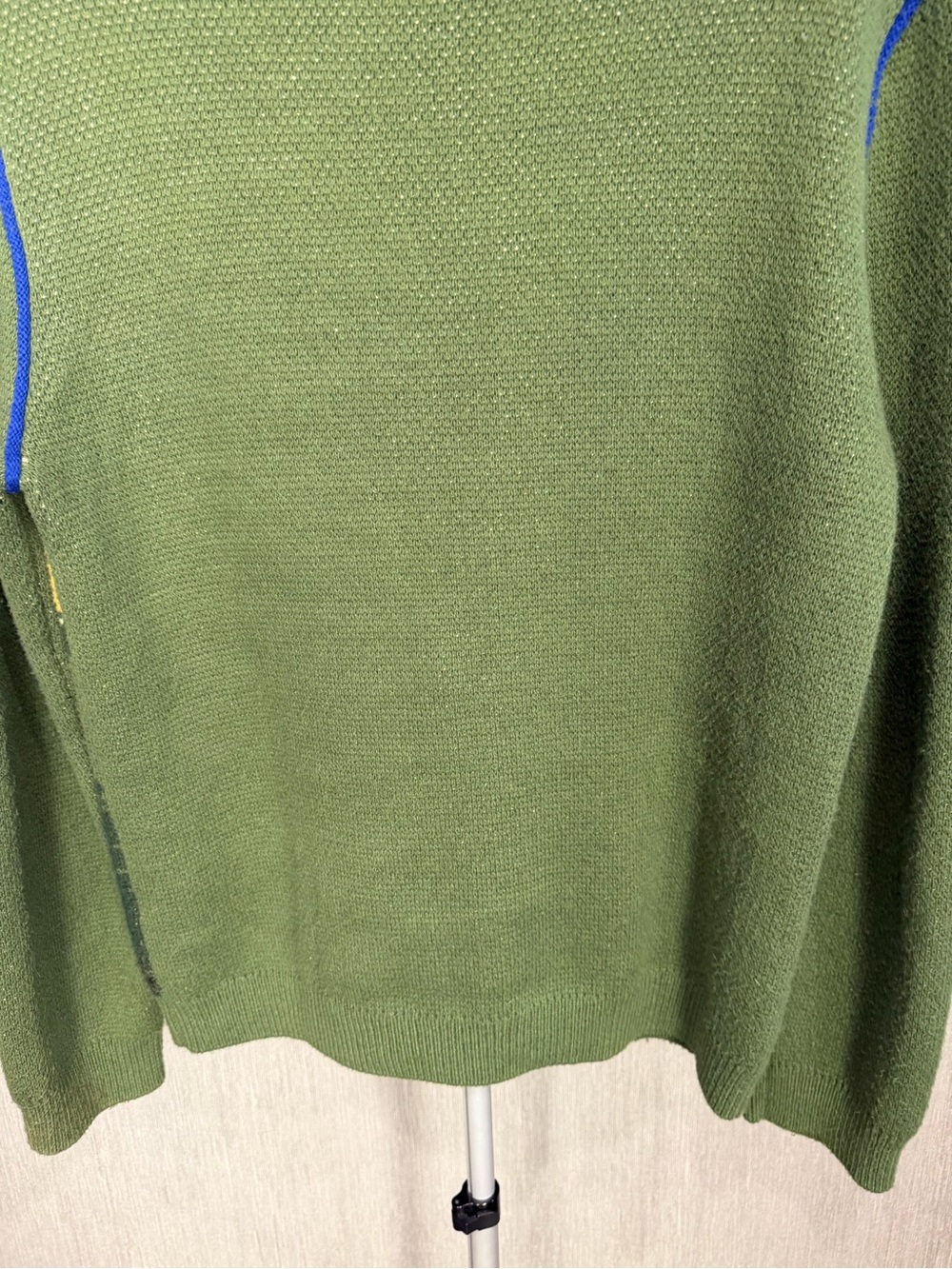 Lucky Brand Olive Scenic Big Foot Crewneck Sweater with Blue Trim Size Medium - Picture 13 of 16
